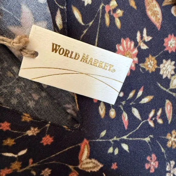 NWT Cost Plus World Market Black V-Neck Sleeveless Floral Tiered Midi Dress L/XL - Picture 12 of 12